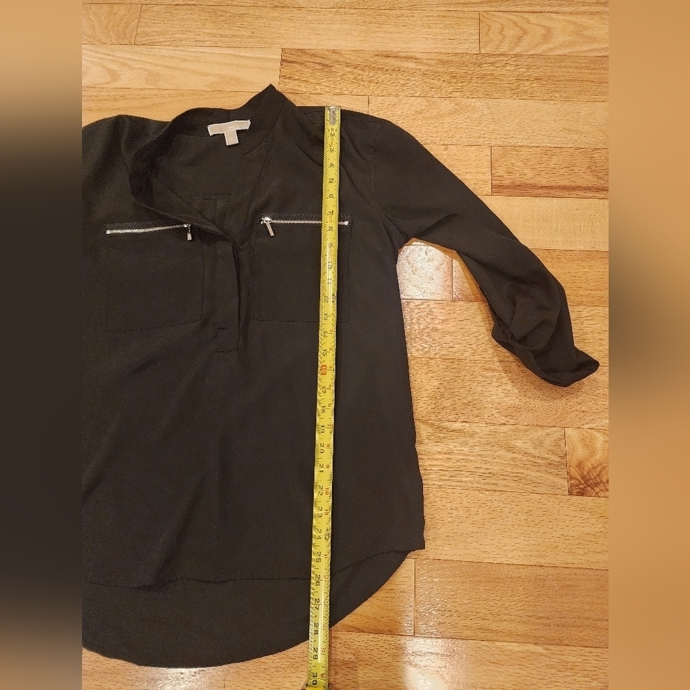 Michael Kors Black Zipper-Pocket Long Sleeve Blouse Size 6 - Picture 9 of 11